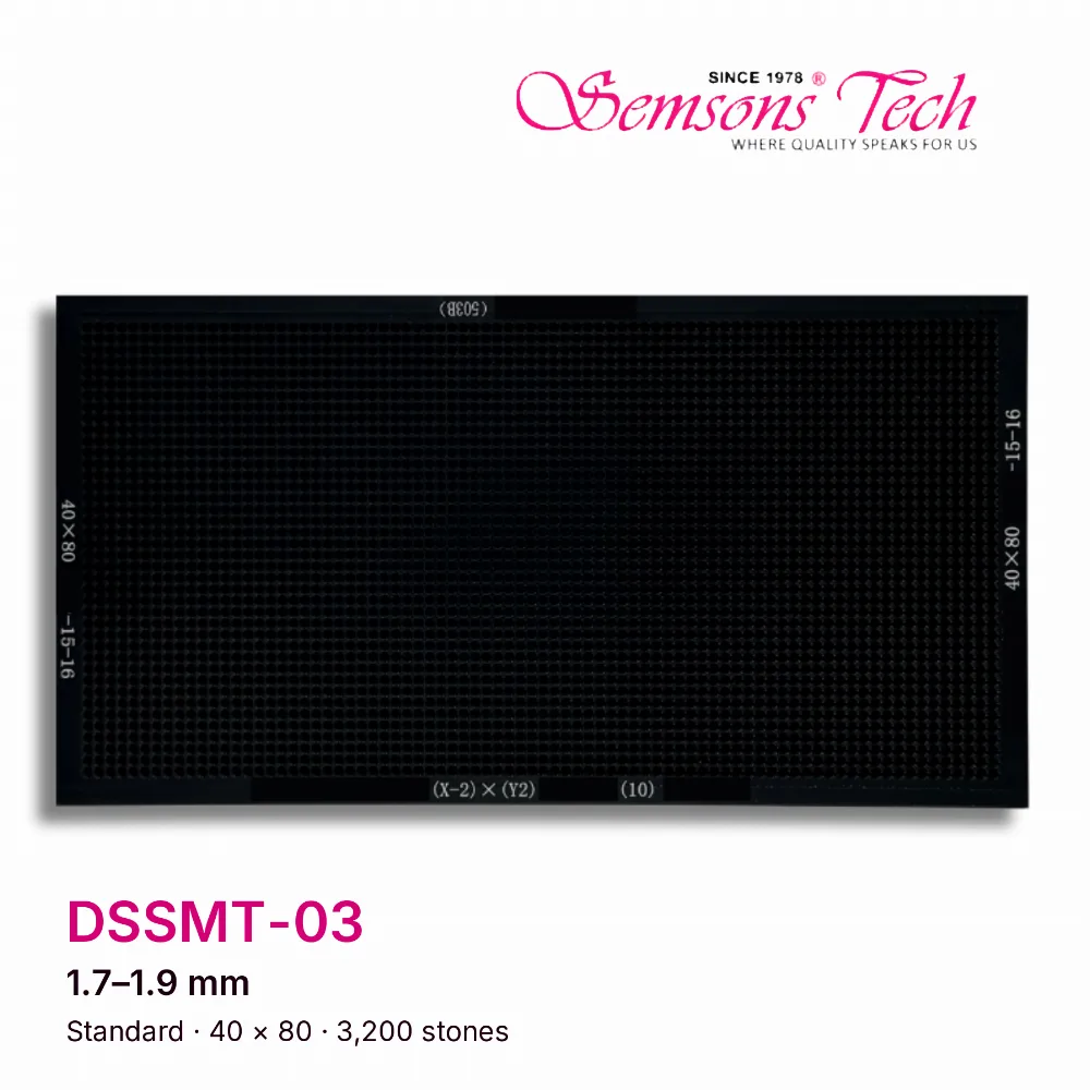Semsons Tech DSSMT-03 standard diamond sorting tray for 1.7–1.9 mm stones, 40×80 grid, 3,200 stones