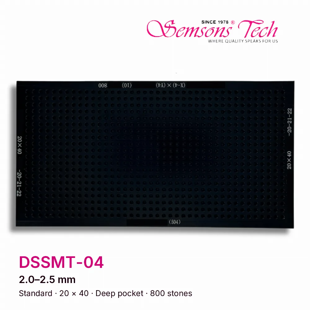 Semsons Tech DSSMT-04 standard deep-pocket diamond sorting tray for 2.0–2.5 mm stones, 20×40 grid, 800 stones