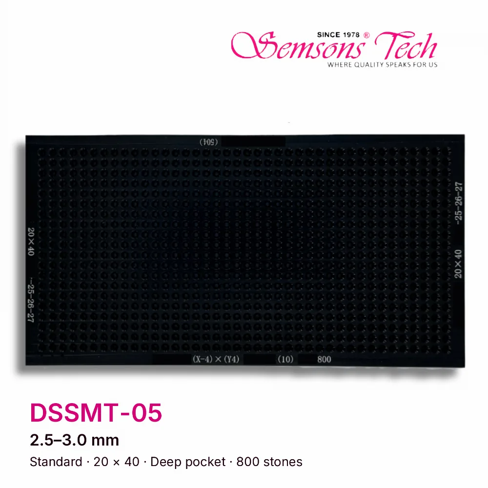 Semsons Tech DSSMT-05 standard deep-pocket diamond sorting tray for 2.5–3.0 mm stones, 20×40 grid, 800 stones