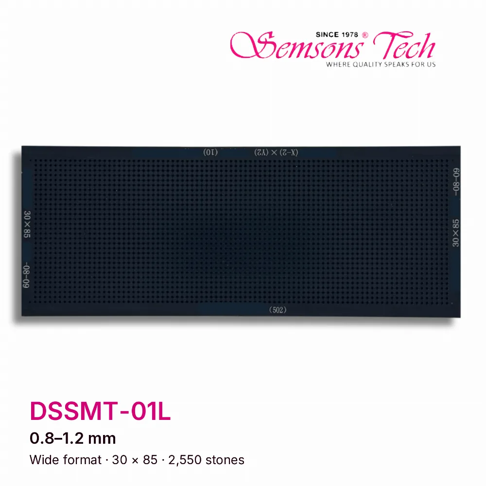Semsons Tech DSSMT-01L wide-format diamond sorting tray for 0.8–1.2 mm stones, 30×85 grid, 2,550 stones
